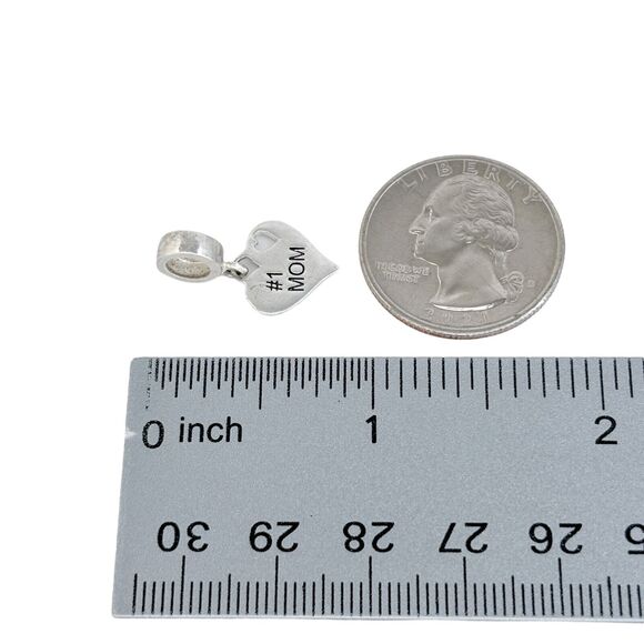 Vintage Thai IBB Sterling Silver 925 #1 Mom Heart Charm Pendant - Picture 8 of 8